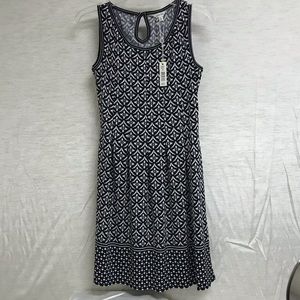 Max studio black/white print midi dress, size S.